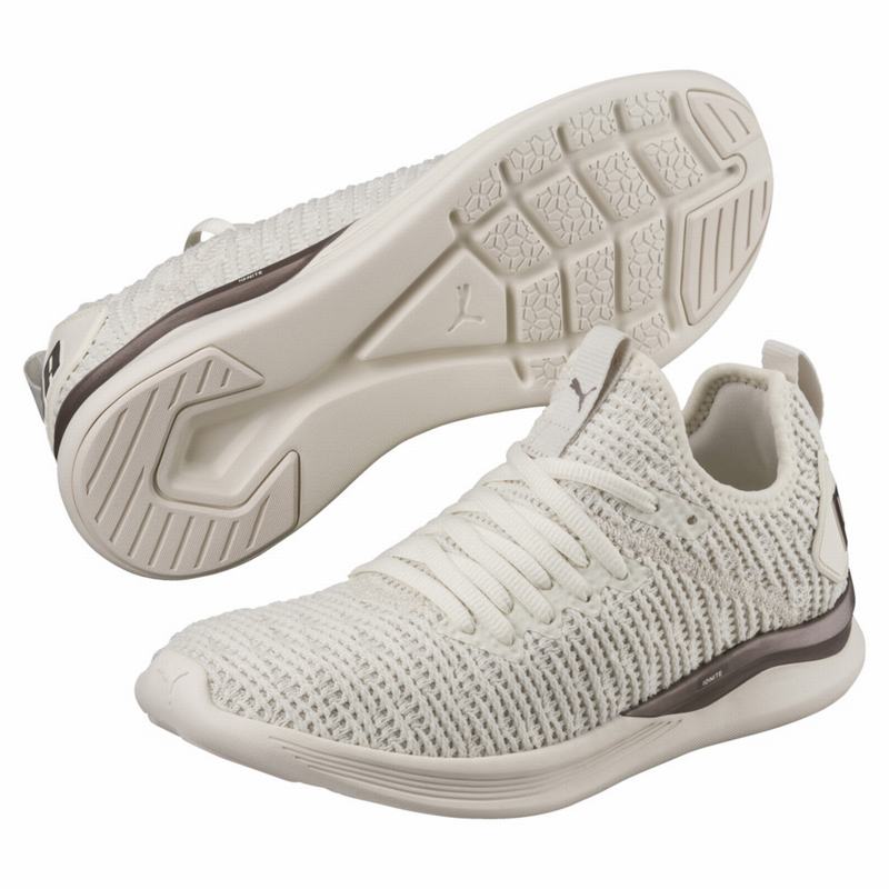 Chaussure Running Puma Ignite Flash Luxe Femme Blanche/Metal Grise Soldes 830SYAEP